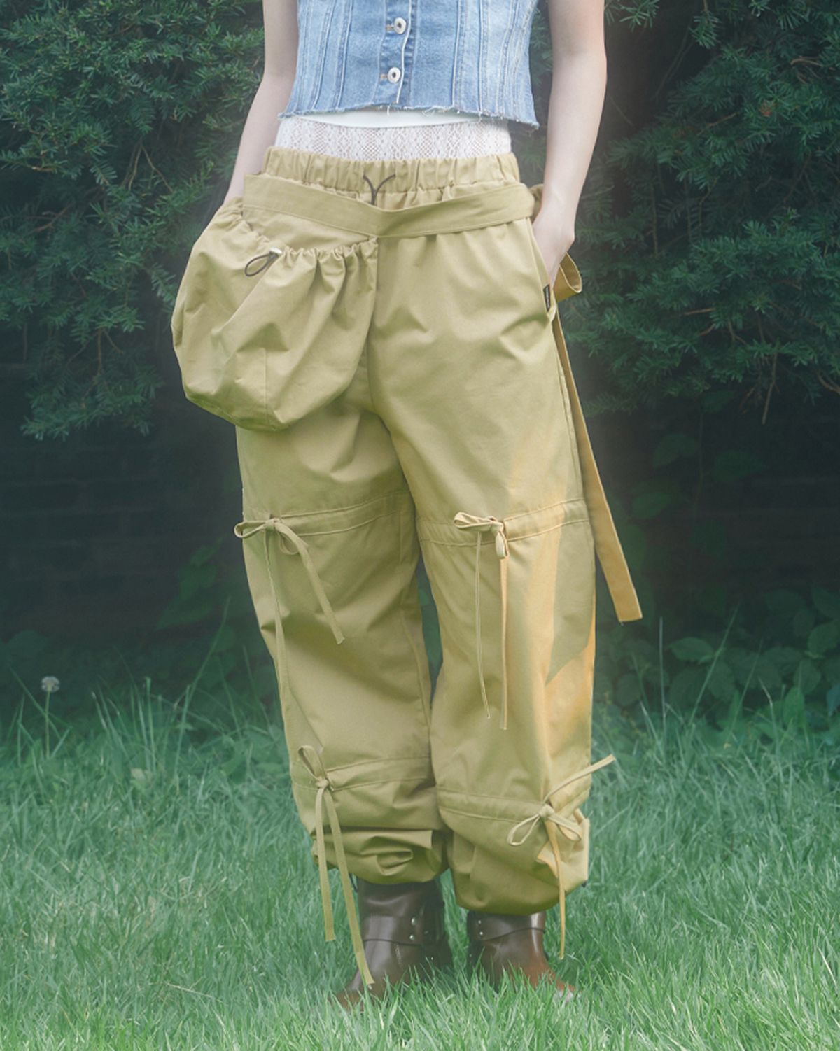 지제뮤지엄(ZIZEMUSEUM) RIBBON STRING PANTS .WITH BAG (BEIGE)