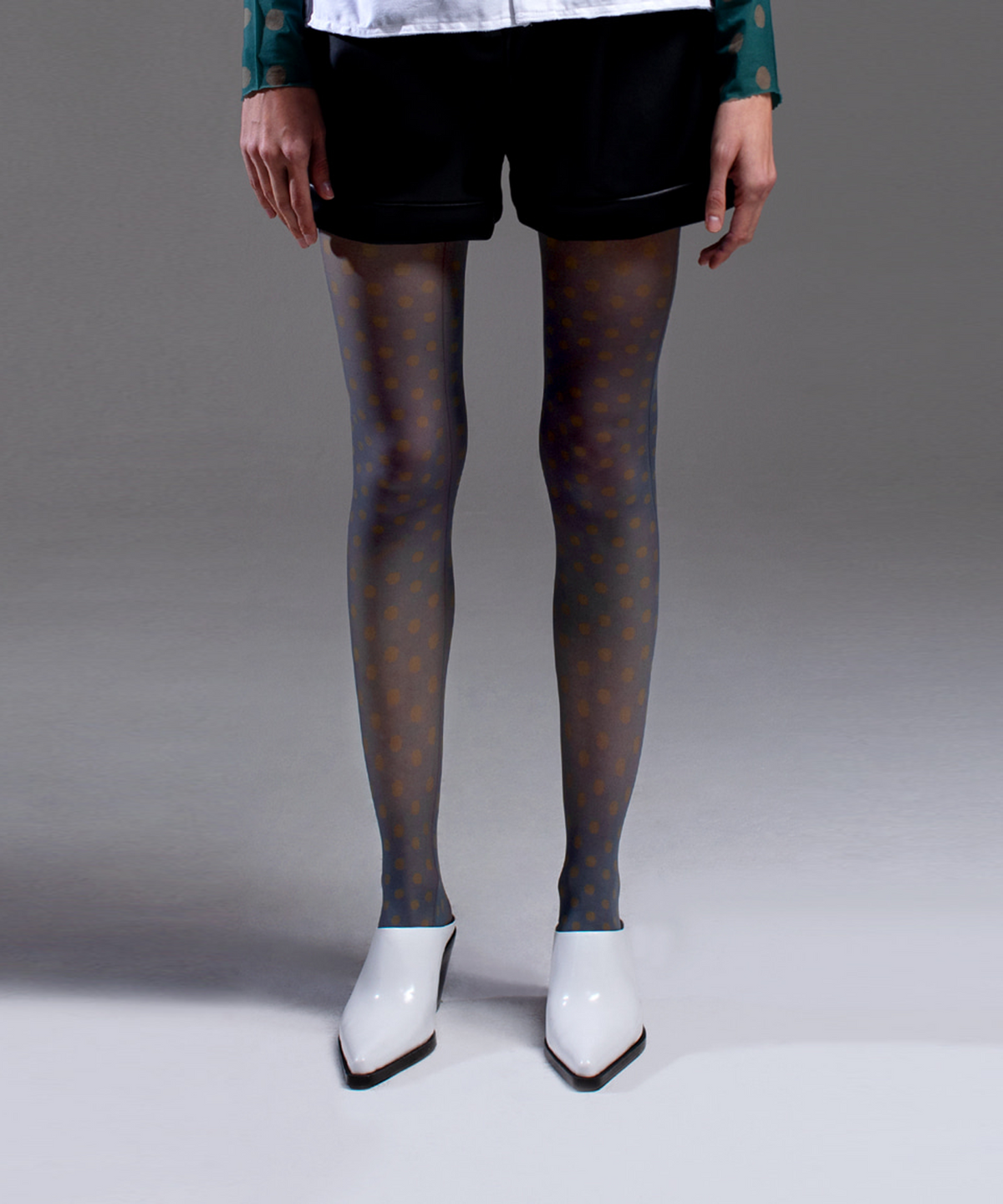 로맨틱타이거(ROMANTIC TIGER) Dot Play tights (Greybrown)