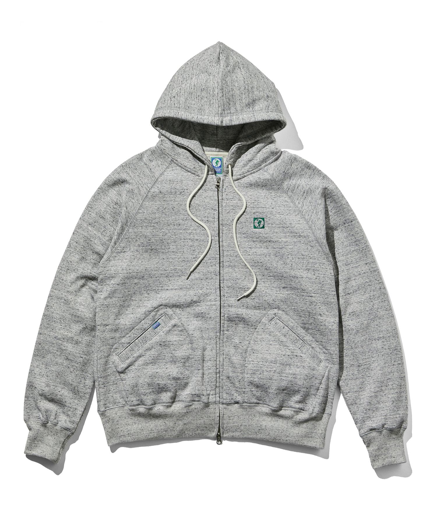 MUSINSA | DISCUS ATHLETIC Heavyweight overfit square logo zip-up hoodie  heather gray