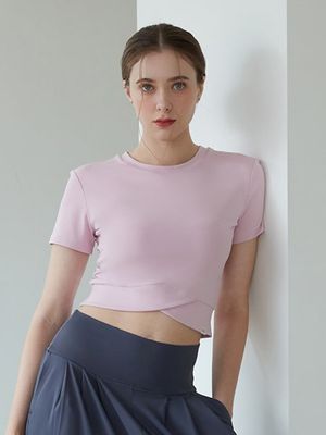 (FM40422)크로스 라인 숏 슬리브_코스모핑크