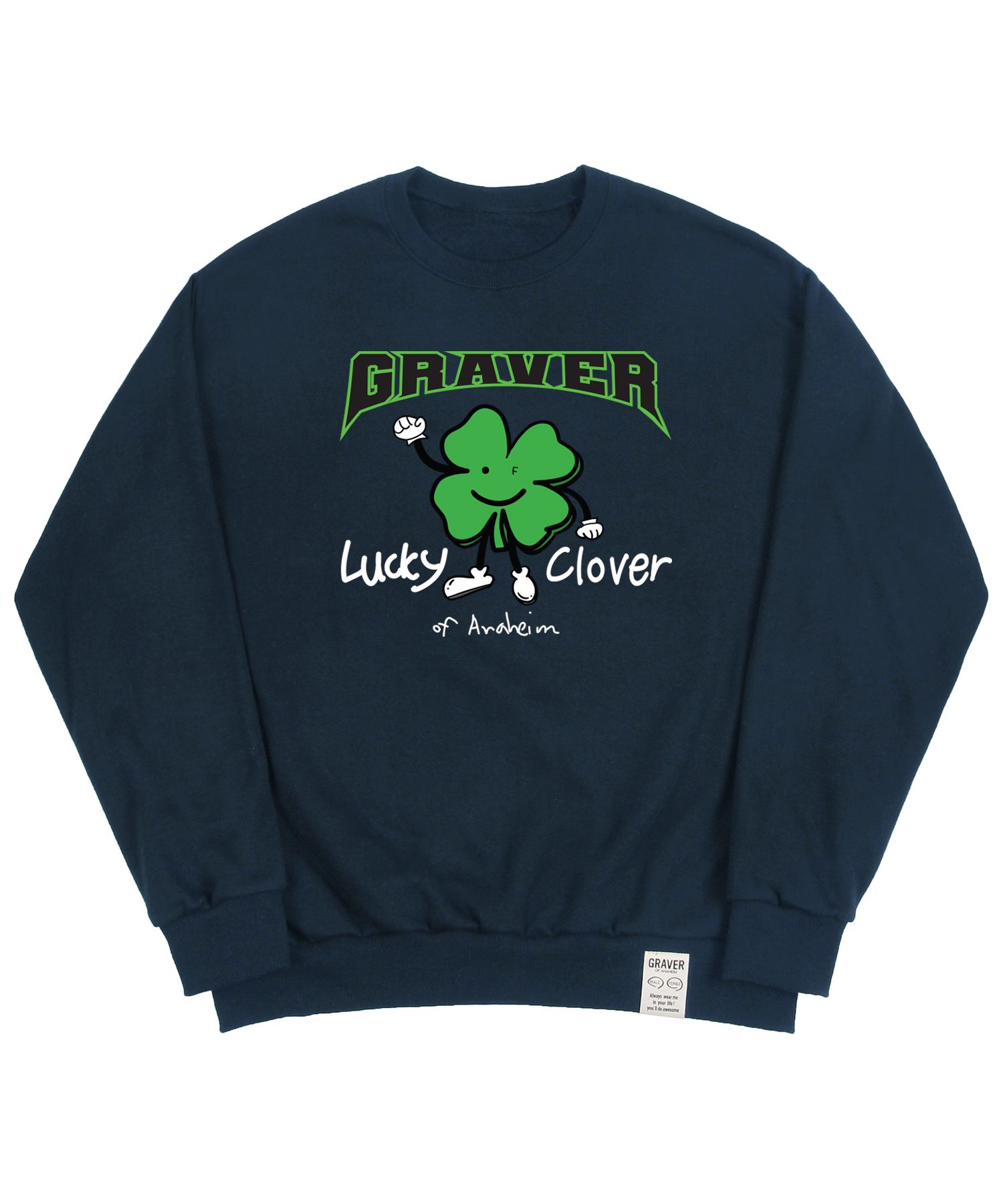 [GRAVER]★LUCKY CLOVER CENTER SWEATSHIRT MUSINSA | GRAVER [UNISEX] Lucky Clover Center Sweatshirt_Navy