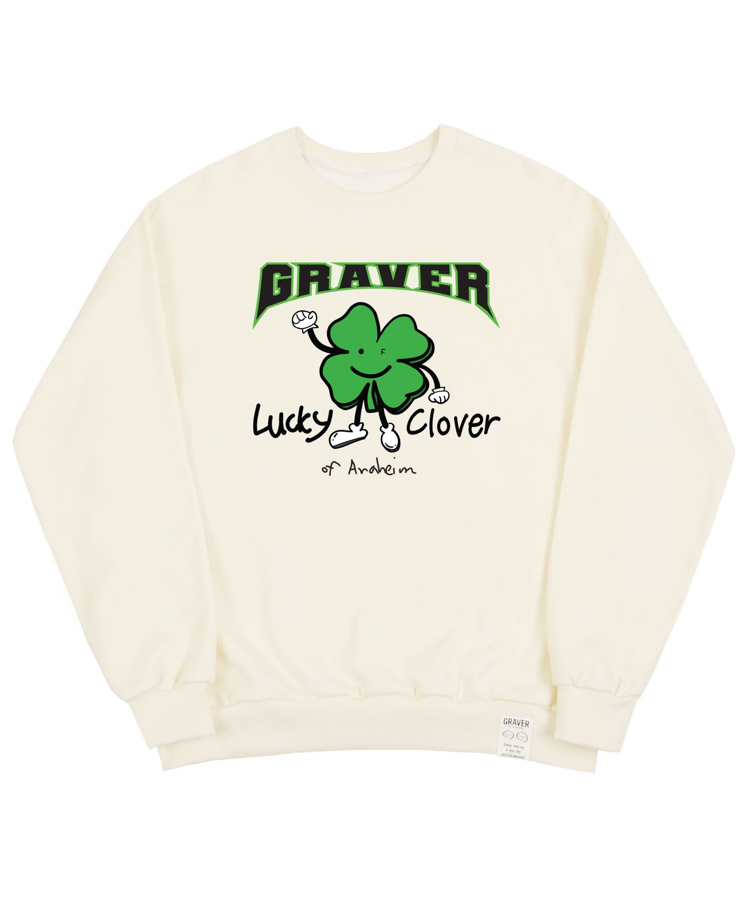 [GRAVER]★LUCKY CLOVER CENTER SWEATSHIRT MUSINSA | GRAVER [UNISEX] Lucky Clover Center Sweatshirt_Cream