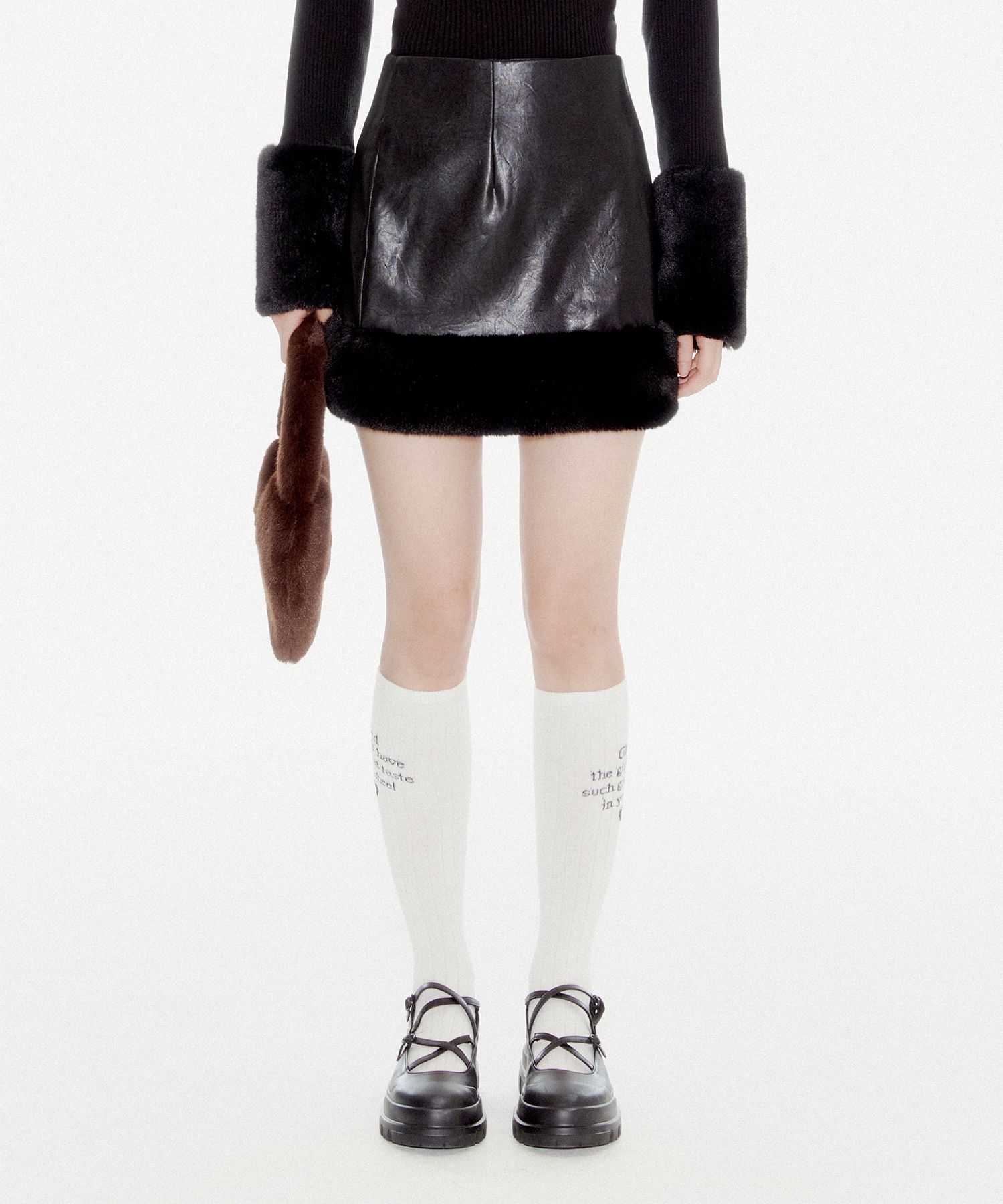 ミニスカート YOUHEE FUR TRIMMING LEATHER MINI SKIRT BLACK MUSINSA公式 | YOUHEE FUR TRIMMING LEATHER MINI SKIRT BLACK