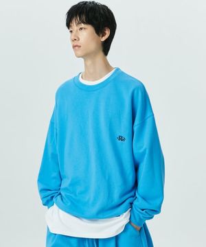 Edition1. Row 로고 워시드 벌룬핏 셋업 맨투맨 (트랭퀼 블루)