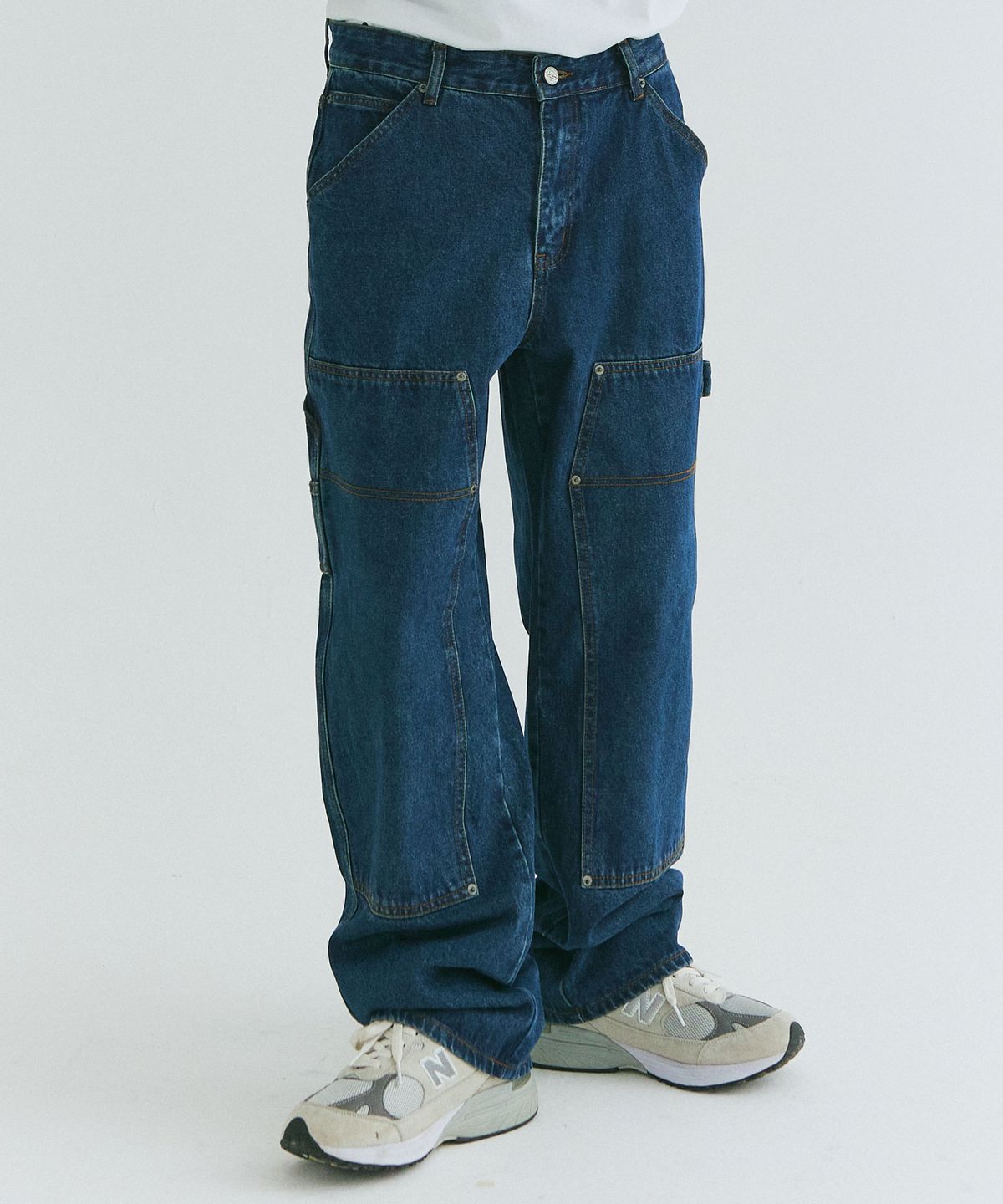 필드워커(FIELDWORKER) DOUBLE KNEE CARPENTERS WIDE DENIM [BLUE]