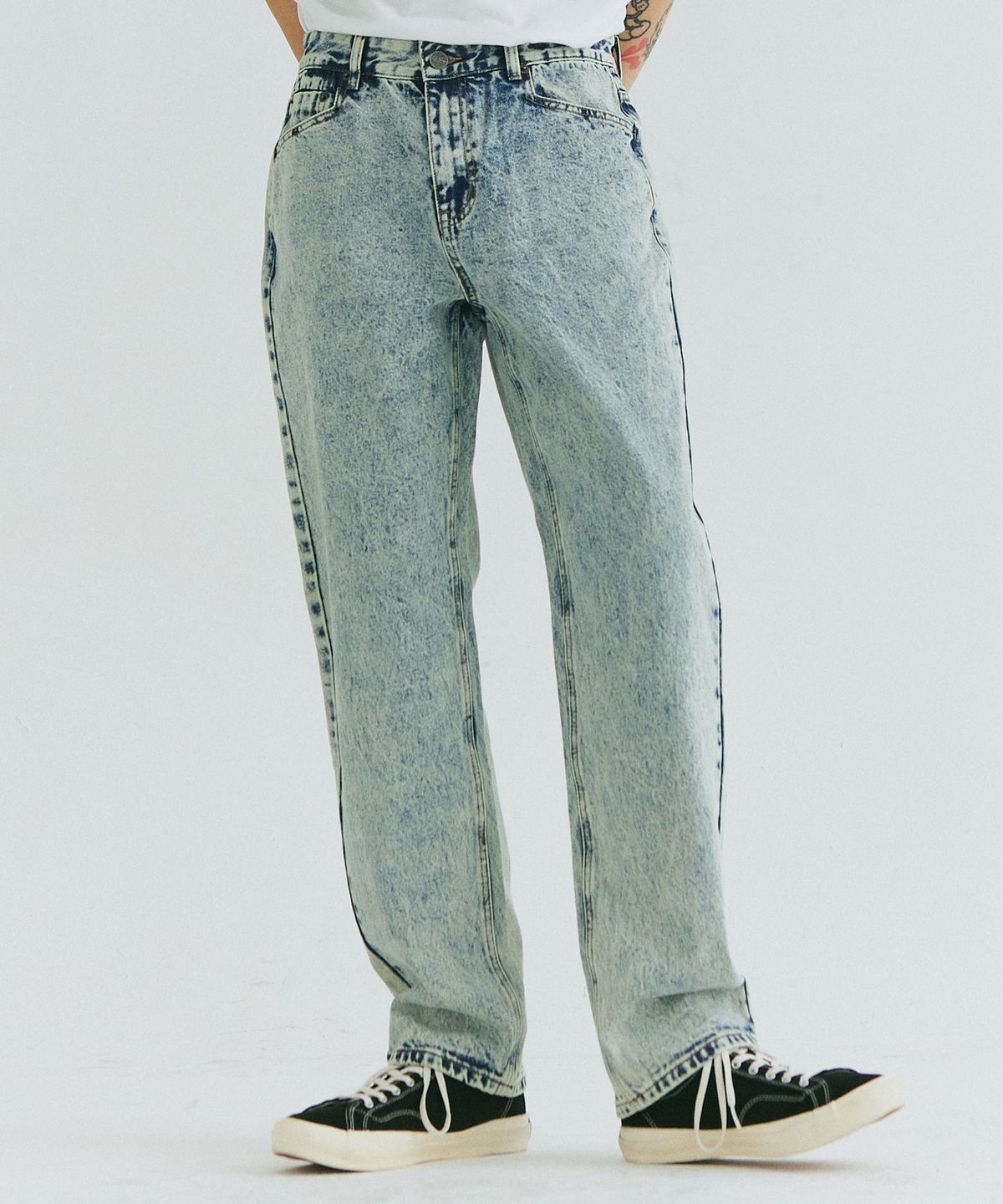 필드워커(FIELDWORKER) SNOW WASHING STRAIGHT DENIM [INDIGO BLUE]
