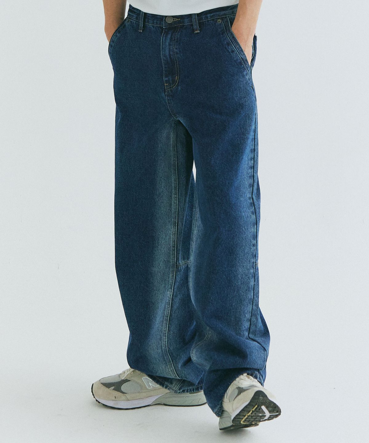 필드워커(FIELDWORKER) SIDE BRUSH SUPER WIDE DENIM [BLUE]