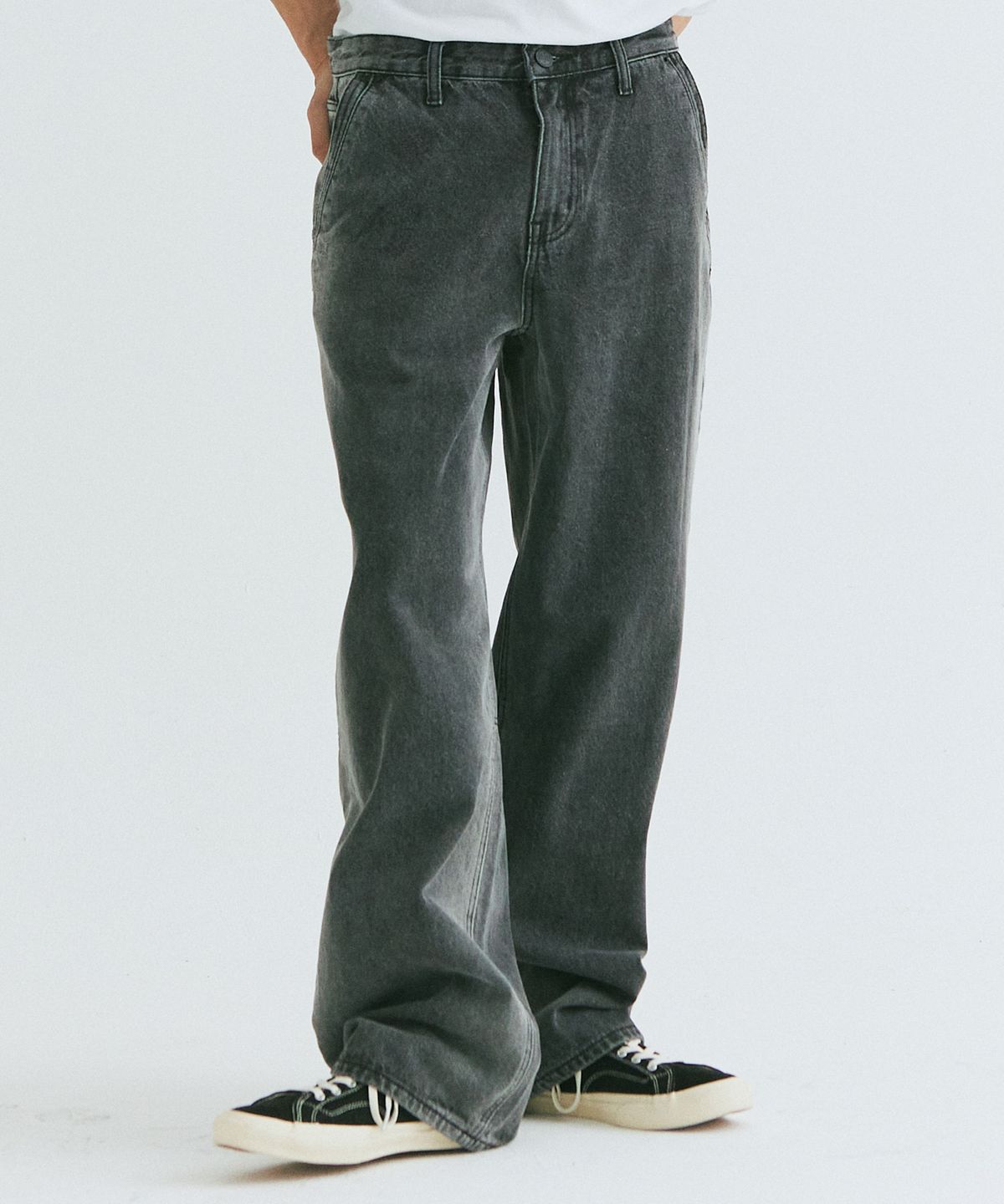 필드워커(FIELDWORKER) SIDE BRUSH SUPER WIDE DENIM [BLACK]