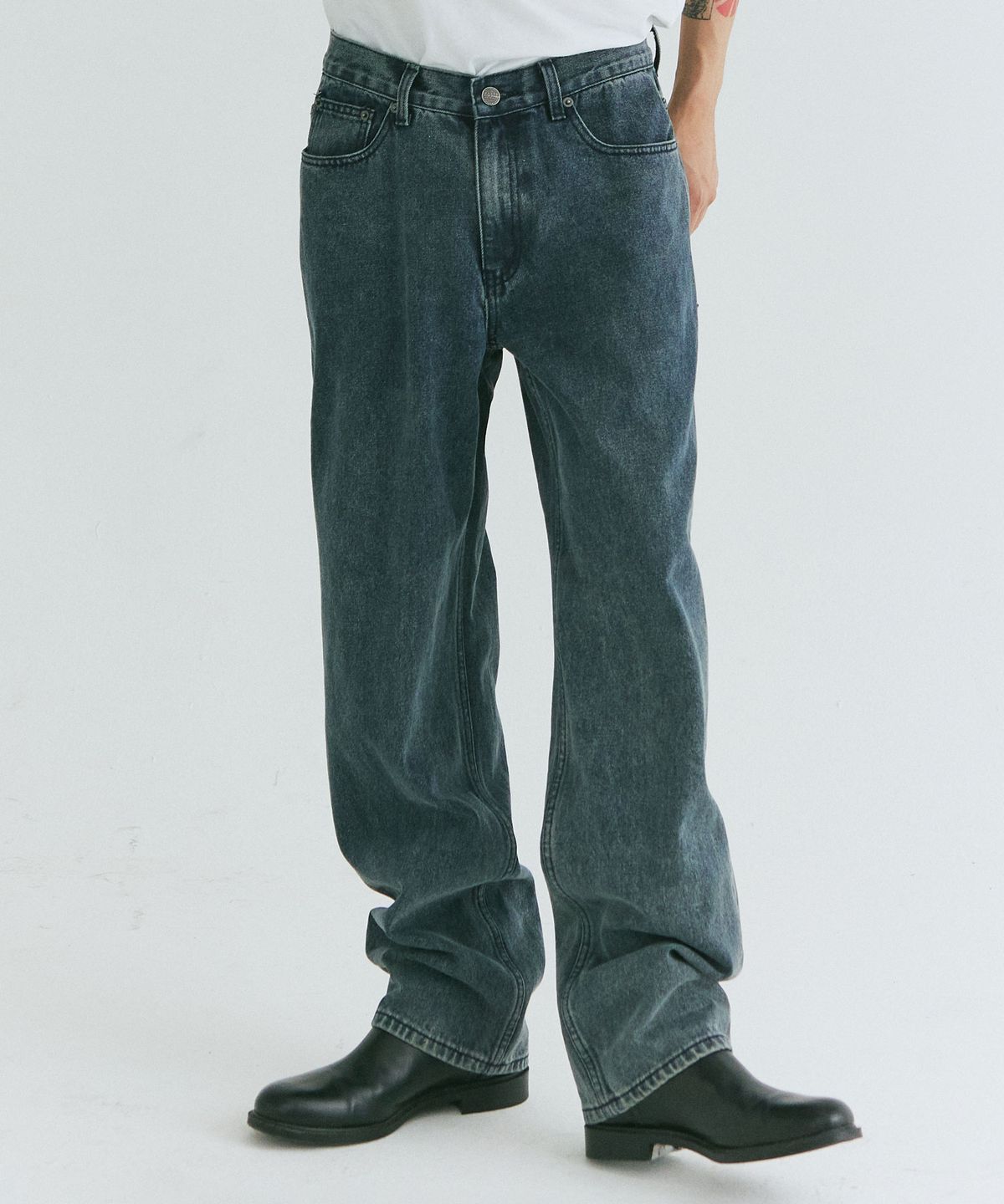 필드워커(FIELDWORKER) ALL BRUSH SEMI WIDE DENIM [DEEP BLUE]