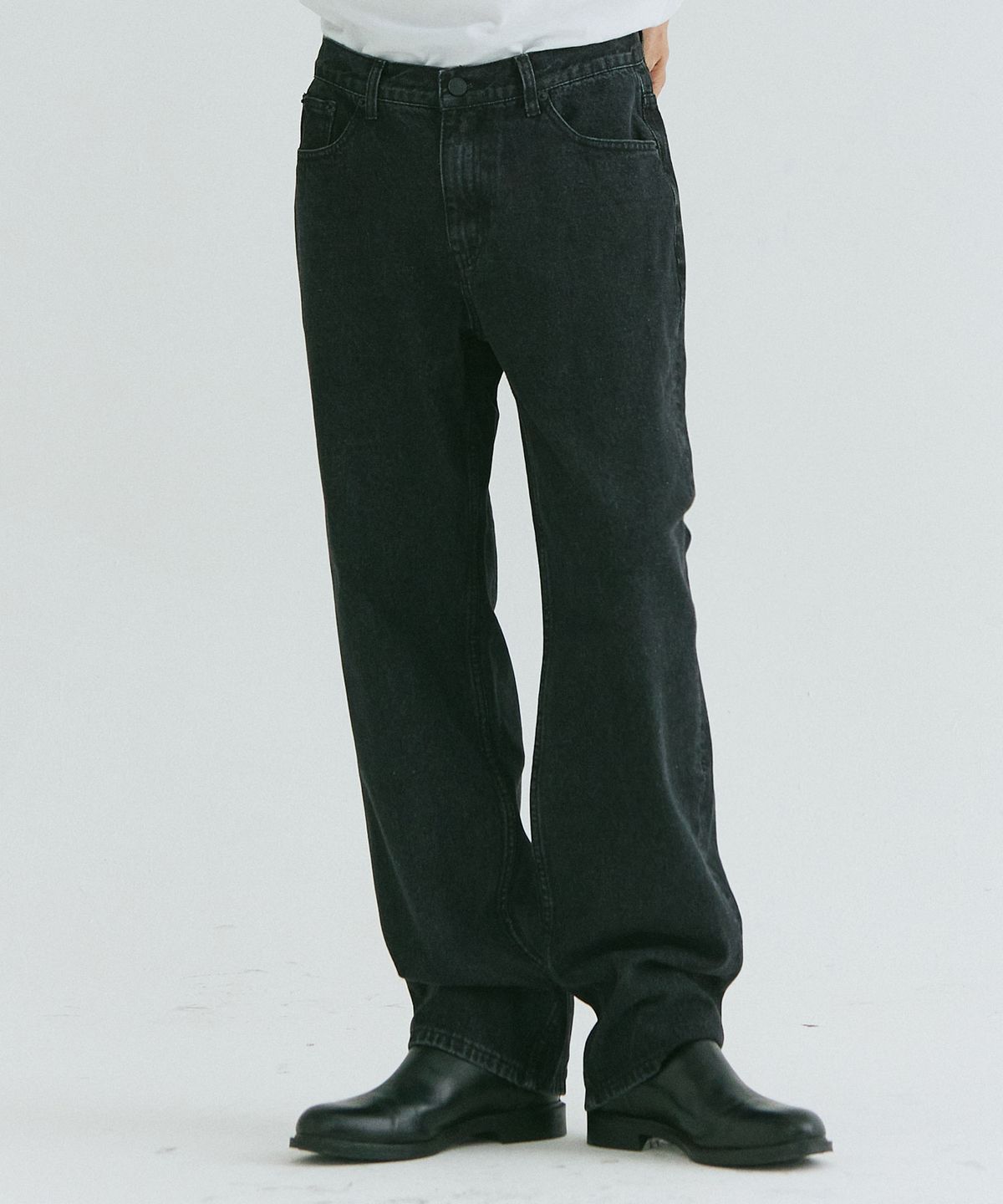 필드워커(FIELDWORKER) ALL BRUSH SEMI WIDE DENIM [BLACK]