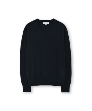 엑스트라 슈퍼 파인 브이넥 니트, 블랙