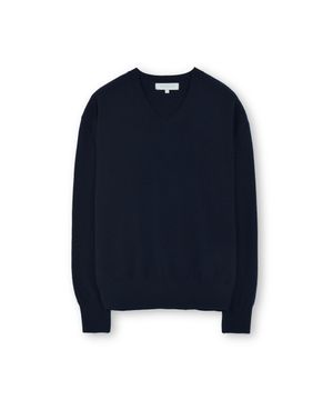 엑스트라 슈퍼 파인 브이넥 니트, 다크 네이비