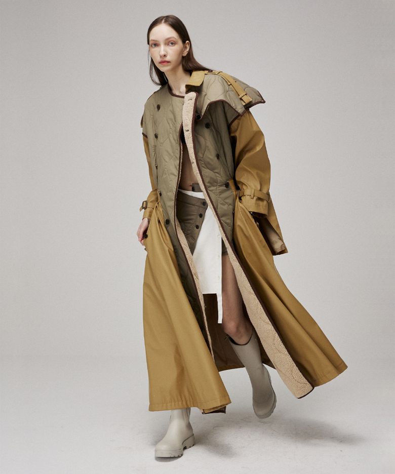 Quilting signature trench coat