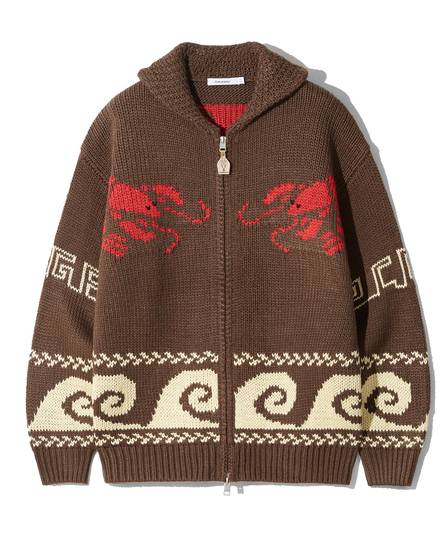 ★2023FW新作★CODE GRAPHY★COWICHAN KNITWEAR ZIP-UP CARDIGAN MUSINSA | Codegraphy Cowichan Knit Zip-up Varsity_Brown