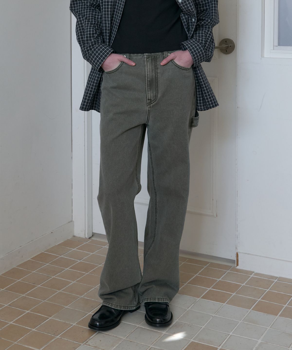 포저(POSZER) 카펜터 워싱 데님 팬츠 (카키그레이)