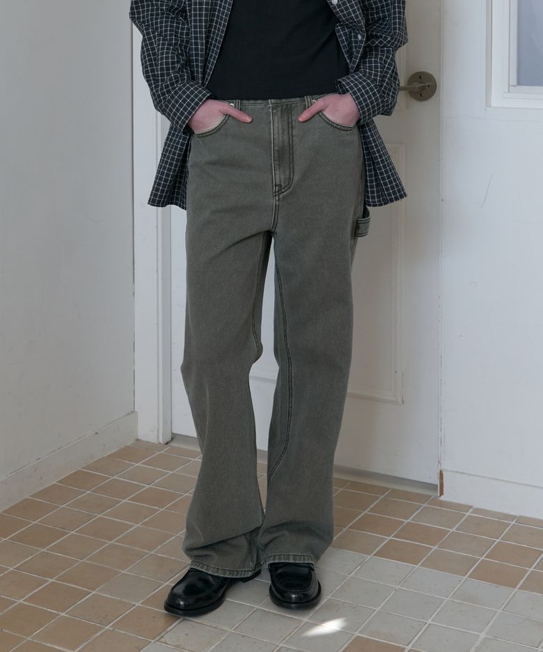 카펜터 워싱 데님 팬츠 (카키그레이)