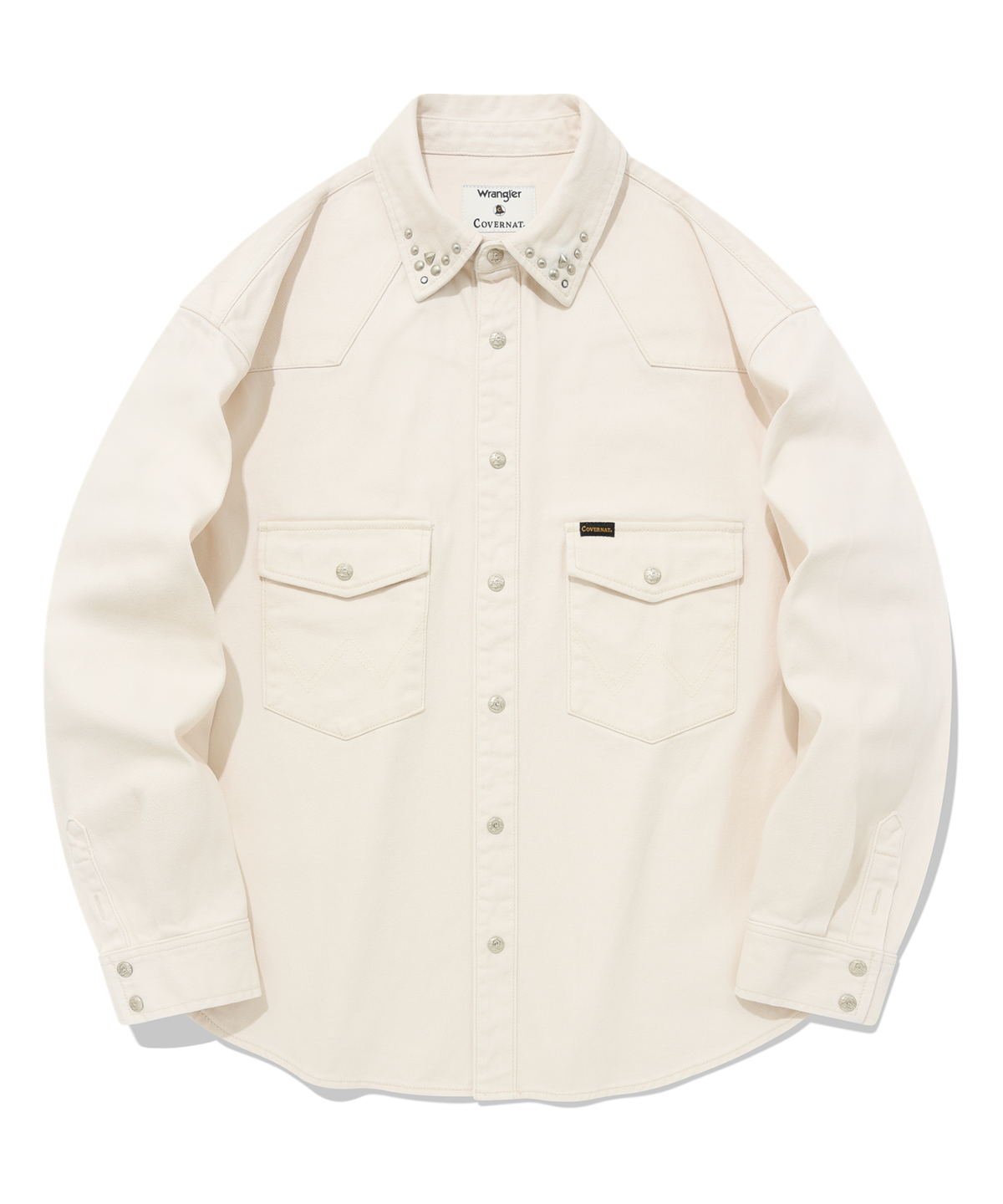 커버낫(COVERNAT) [COVERNAT X WRANGLER] 카라 스터드 데님 셔츠 아이보리
