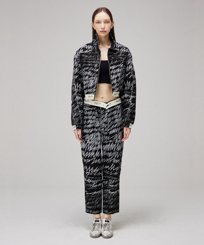 Signature scribble stitch logo band pants