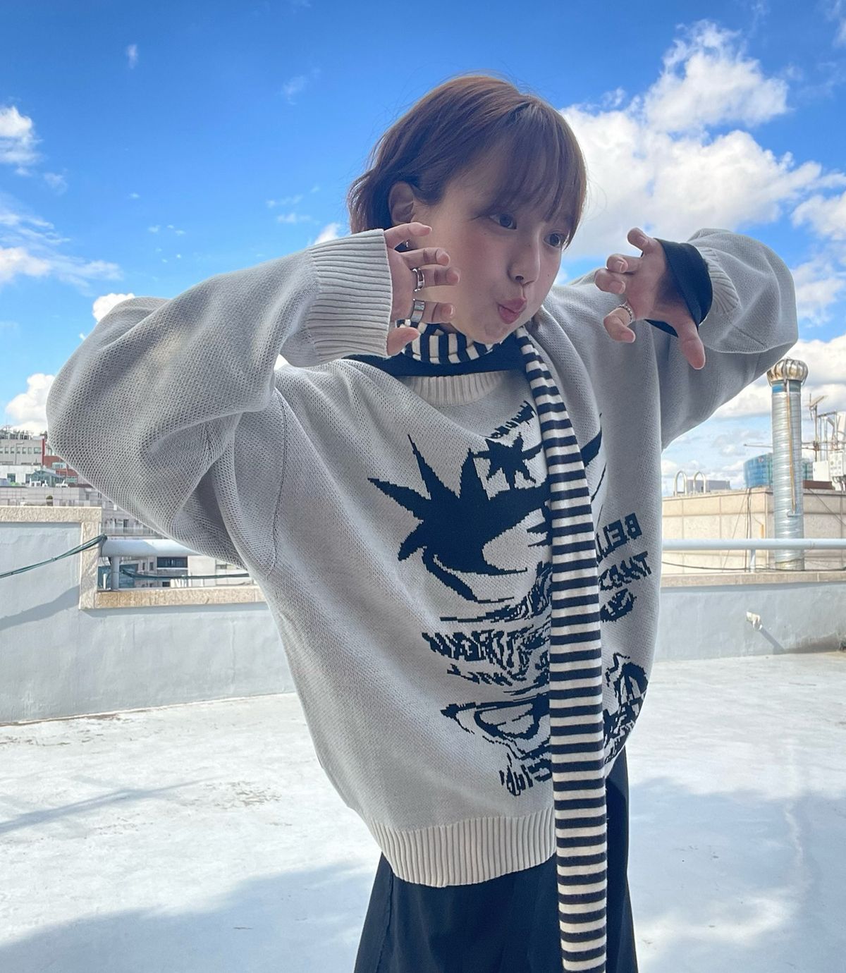 나이스고스트클럽(NICEGHOSTCLUB) TORNADO LOGO KNIT_IVORY(NG2DFUK607A)