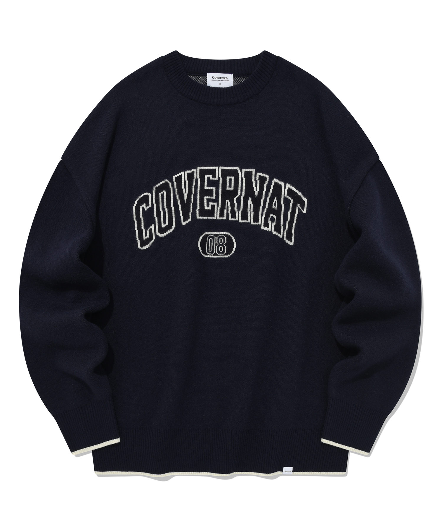 [COVERNAT]★LAMBSWOOL ARCH LOGO CREWNECK KNIT MUSINSA | COVERNAT Lambswool arch logo crew neck knit navy
