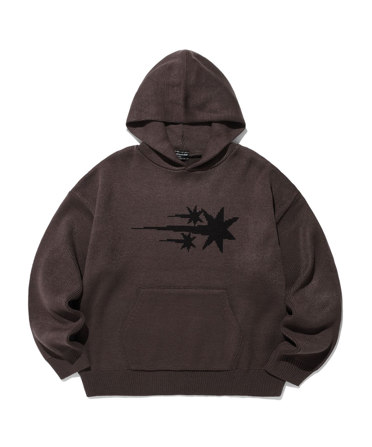 나이스고스트클럽(NICEGHOSTCLUB) 3STARS LOGO KNIT HOODIE_BROWN(NG2DFUK610A)