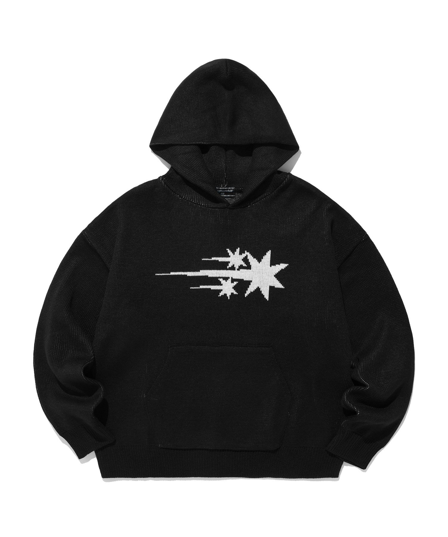 ★Nice Ghost Club★3STARS HALFTONE LOGO SWEATSHIRTS MUSINSA | NICE GHOST CLUB 3STARS LOGO KNIT HOODIE_BLACK