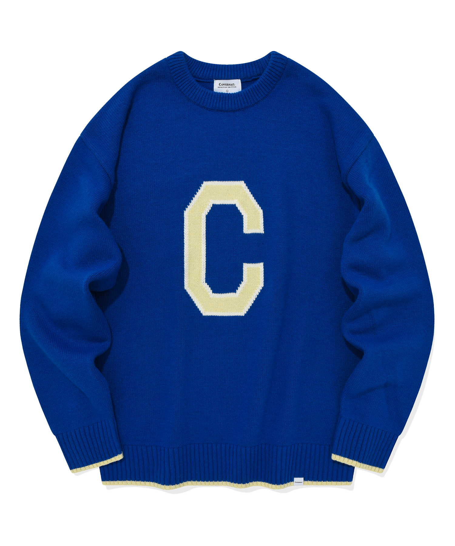 [COVERNAT]★Lambswool Heavy Gauge Crew Neck Knit MUSINSA | COVERNAT Lambswool C logo crew neck knit blue