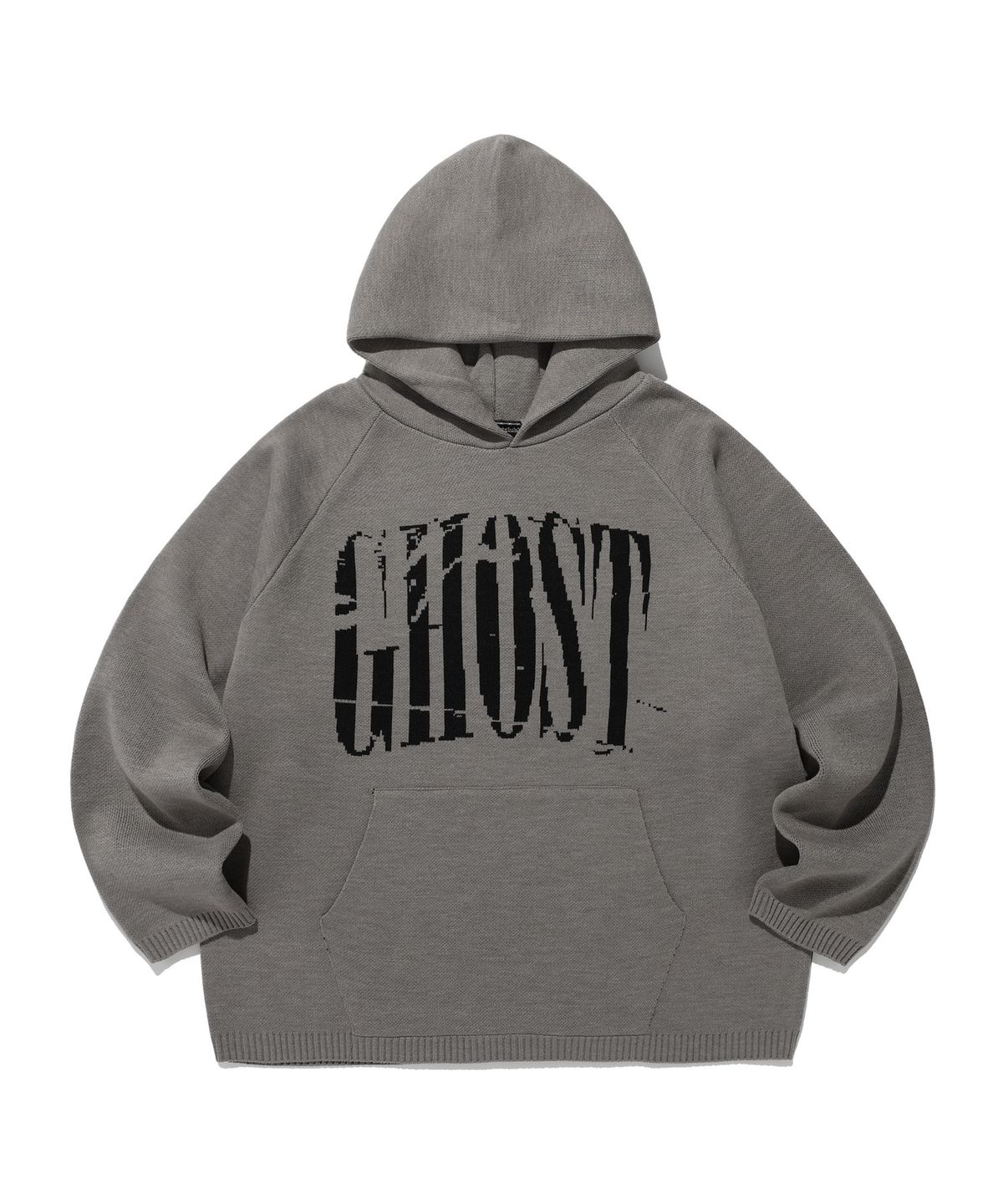 나이스고스트클럽(NICEGHOSTCLUB) BIG GHOST LOGO KNIT HOODIE_GREY(NG2DFUK611A)