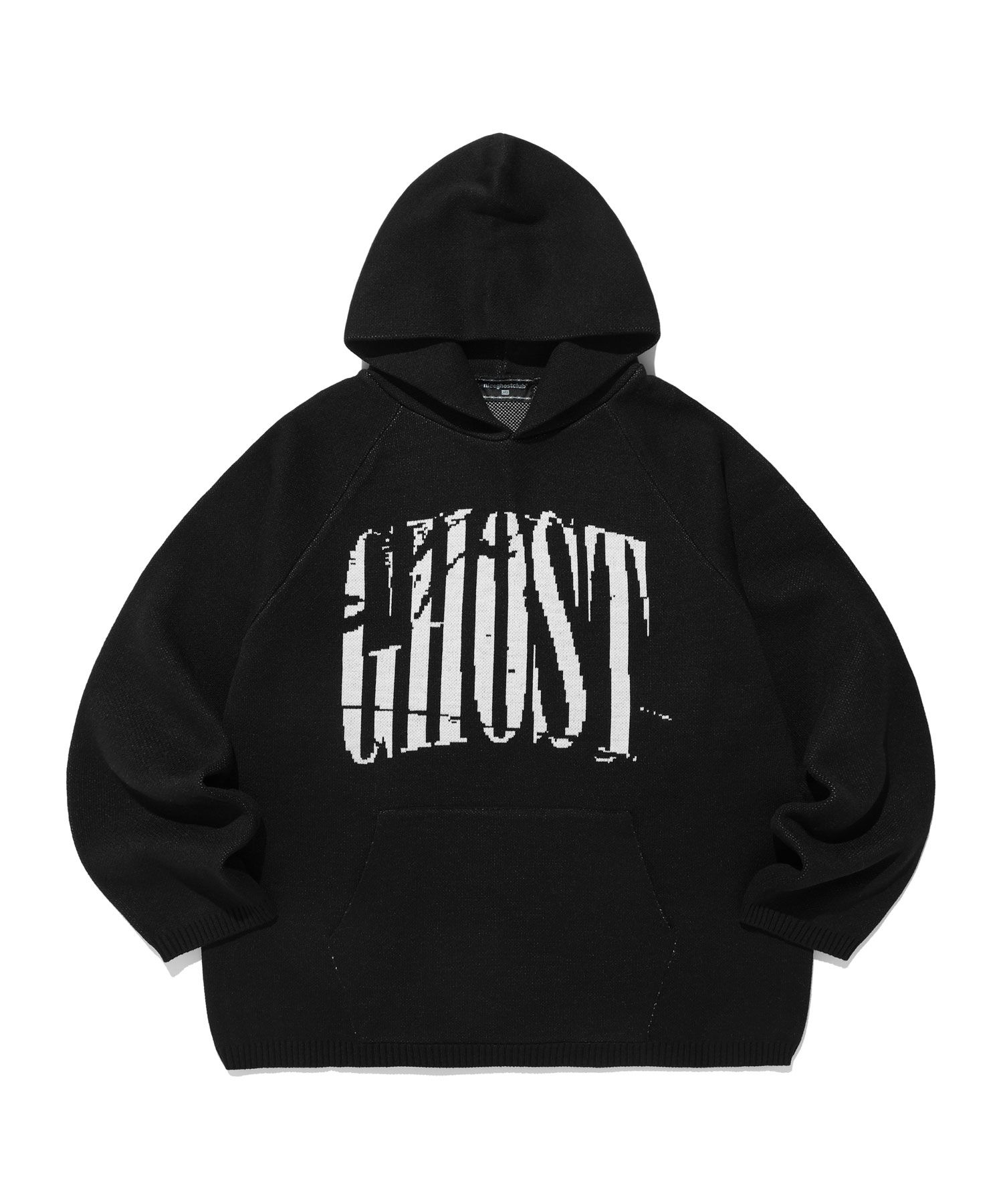 ★Nice Ghost Club★BIG GHOST LOGO HOODIE MUSINSA | NICE GHOST CLUB BIG GHOST LOGO KNIT HOODIE_BLACK