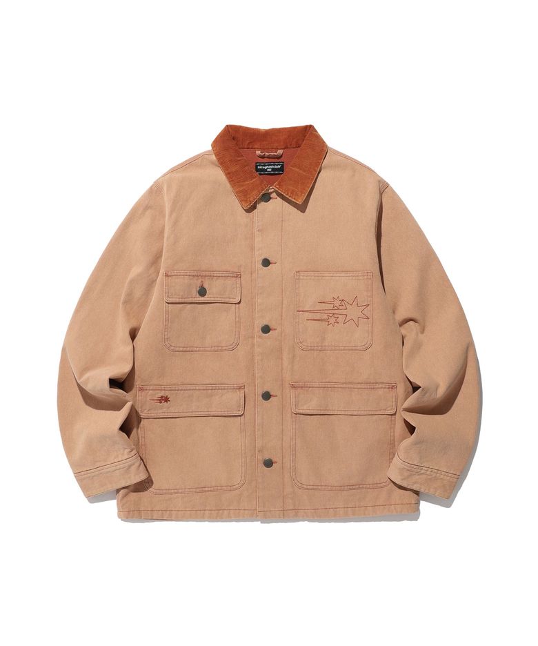 COTTON GARMENT DYED CHORE JACKET_BRICK(NG2DFUD102A)