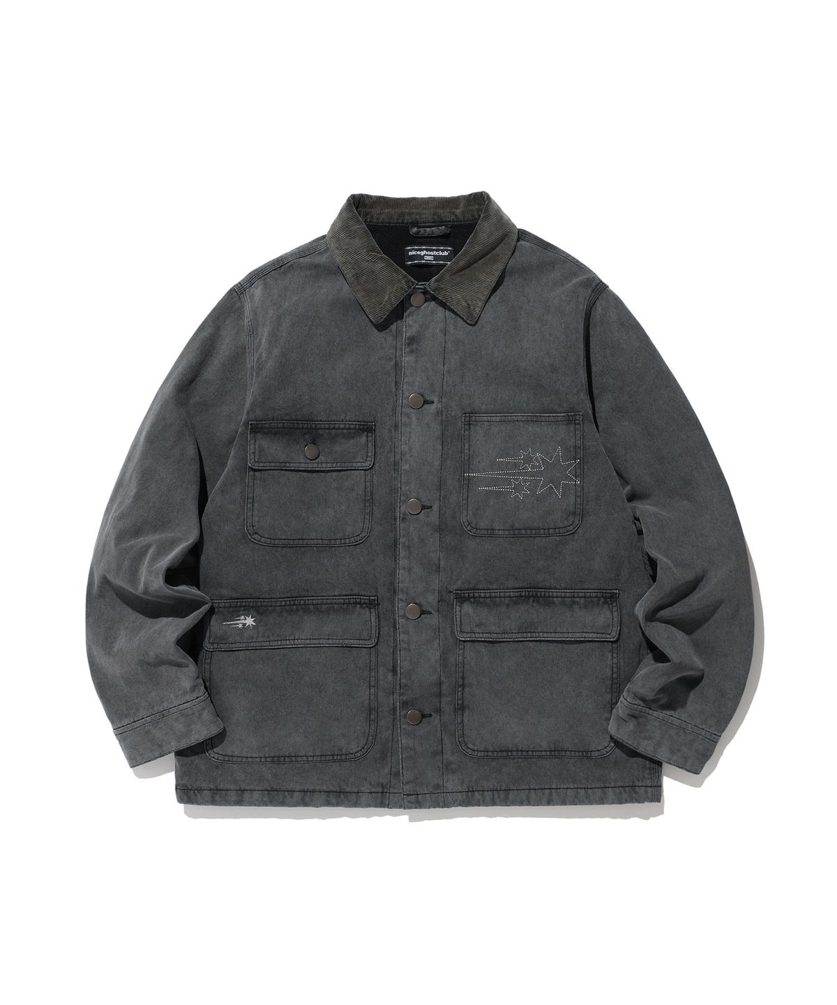 나이스고스트클럽(NICEGHOSTCLUB) COTTON GARMENT DYED CHORE JACKET_BLACK(NG2DFUD102A)