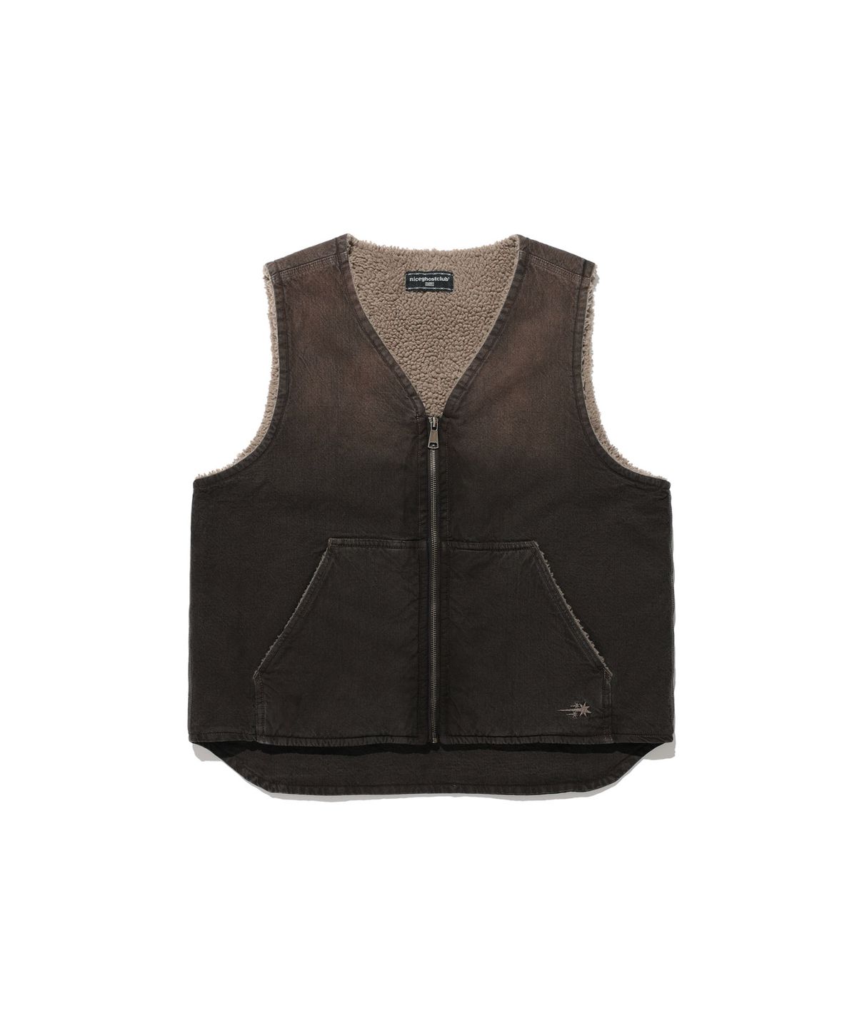 나이스고스트클럽(NICEGHOSTCLUB) COTTON WASHED VEST_BROWN(NG2DFUB990A)