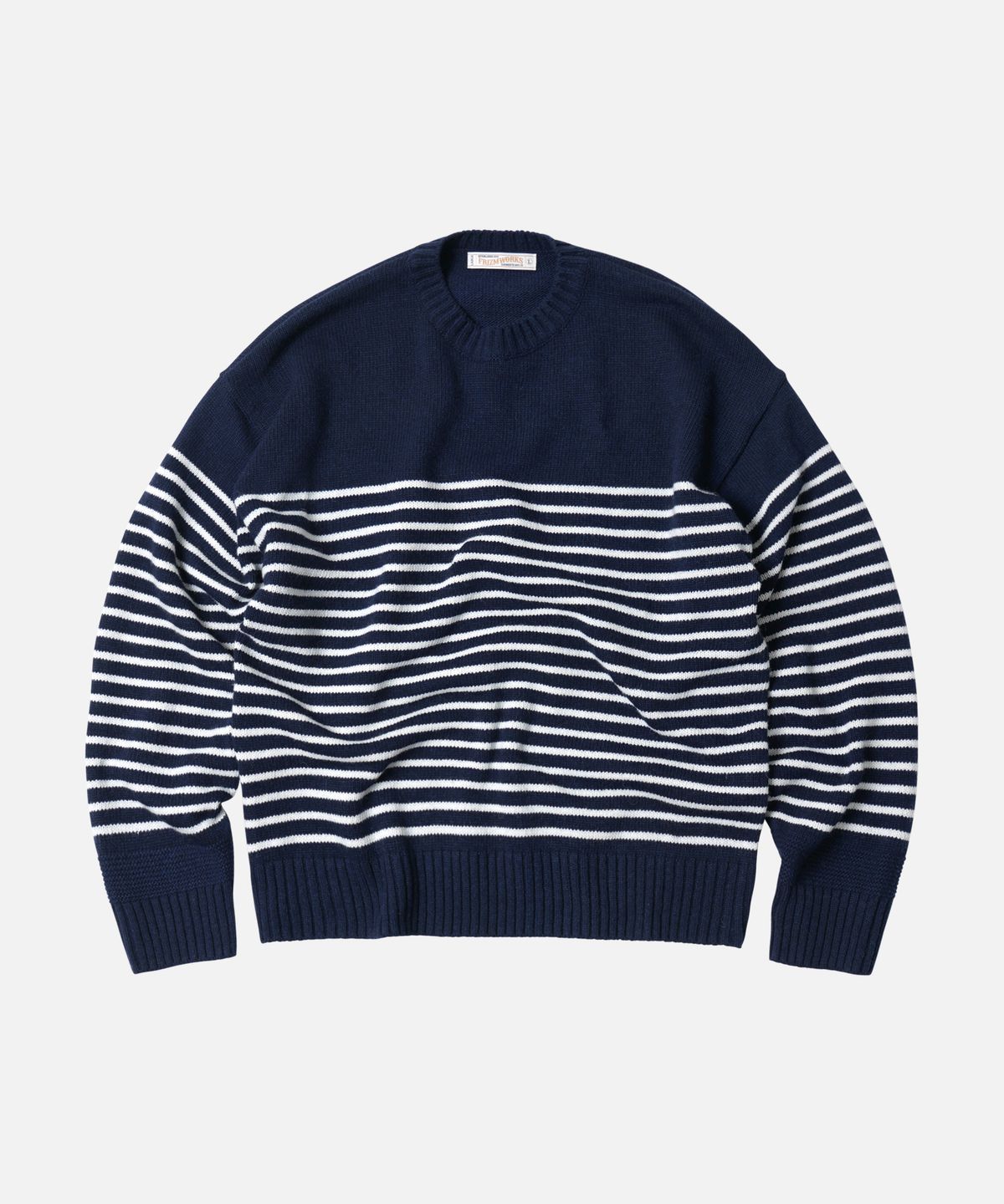 프리즘웍스(FRIZMWORKS) WOOL STRIPE RELAX KNIT _ NAVY