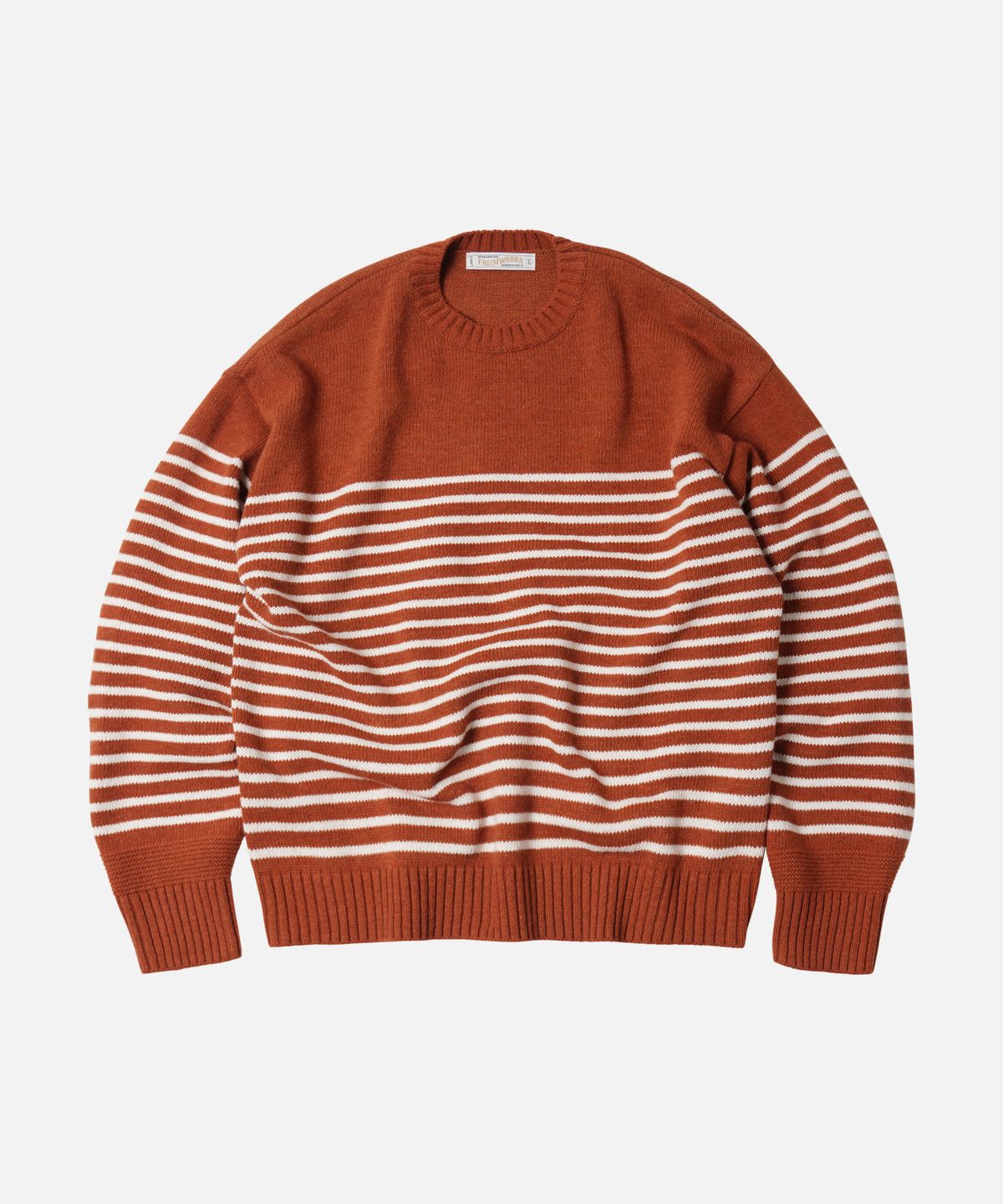 프리즘웍스(FRIZMWORKS) WOOL STRIPE RELAX KNIT _ BRICK