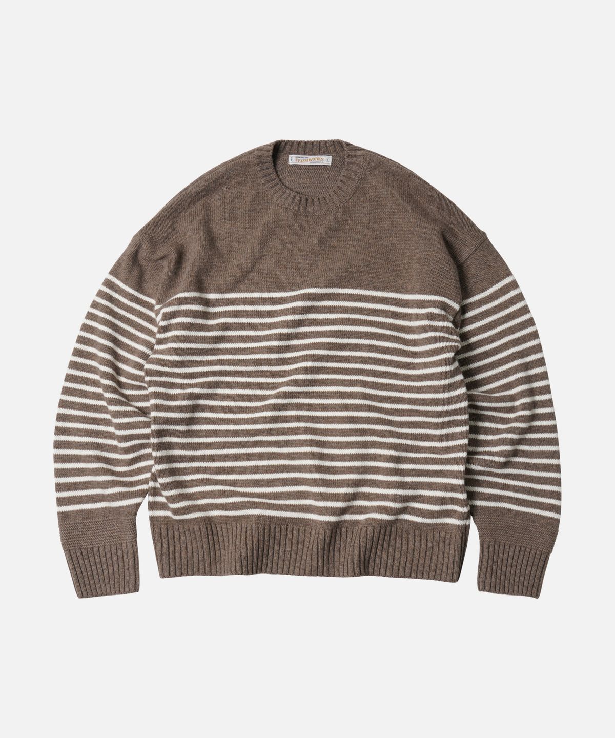 프리즘웍스(FRIZMWORKS) WOOL STRIPE RELAX KNIT _ BEIGE