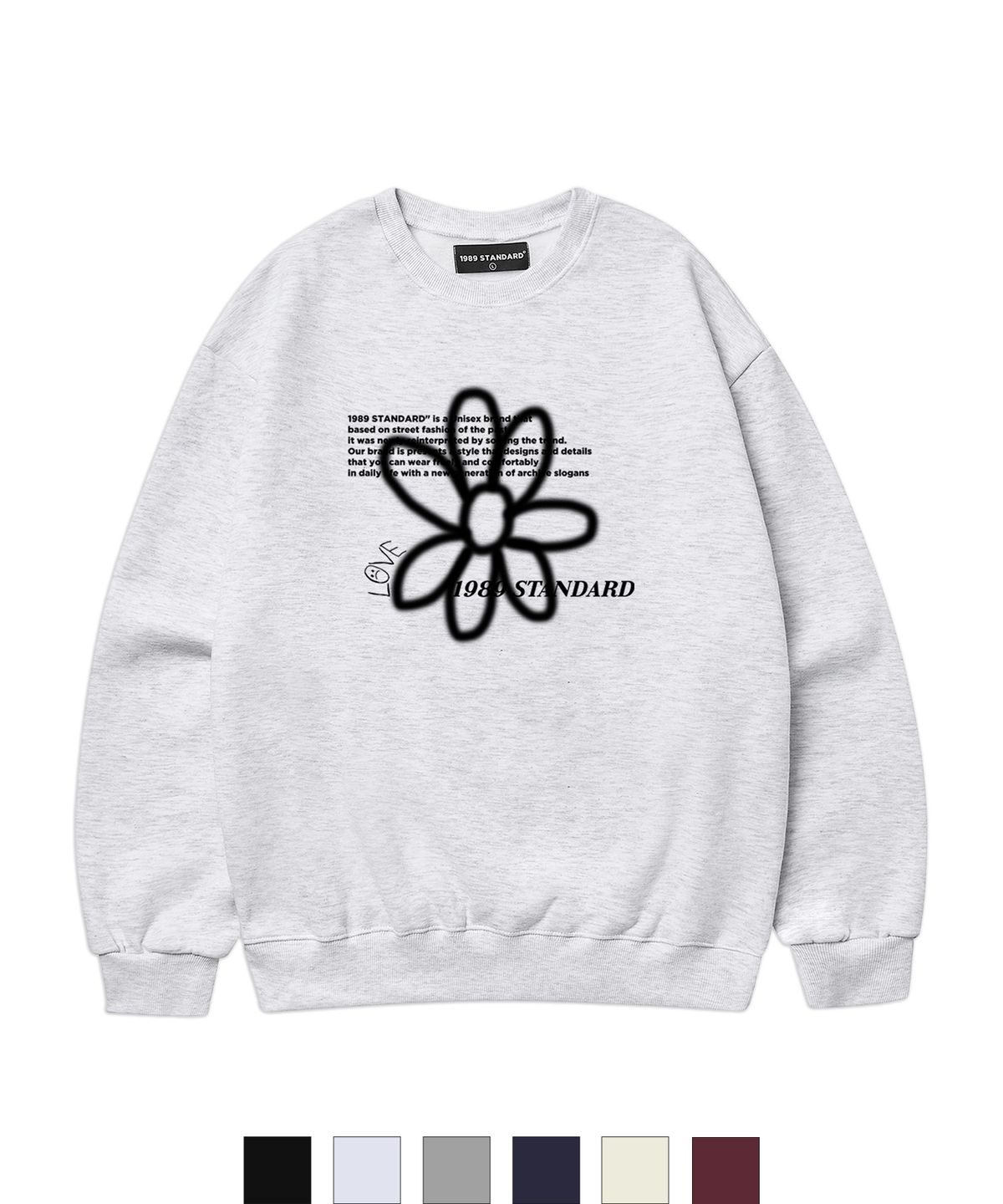 1989스탠다드(1989STANDARD) BW FLOWER 맨투맨(STMSTD-0034)