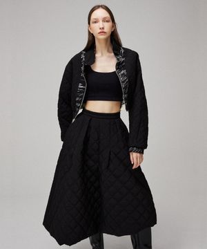 Unbalance quilting balloon skirt