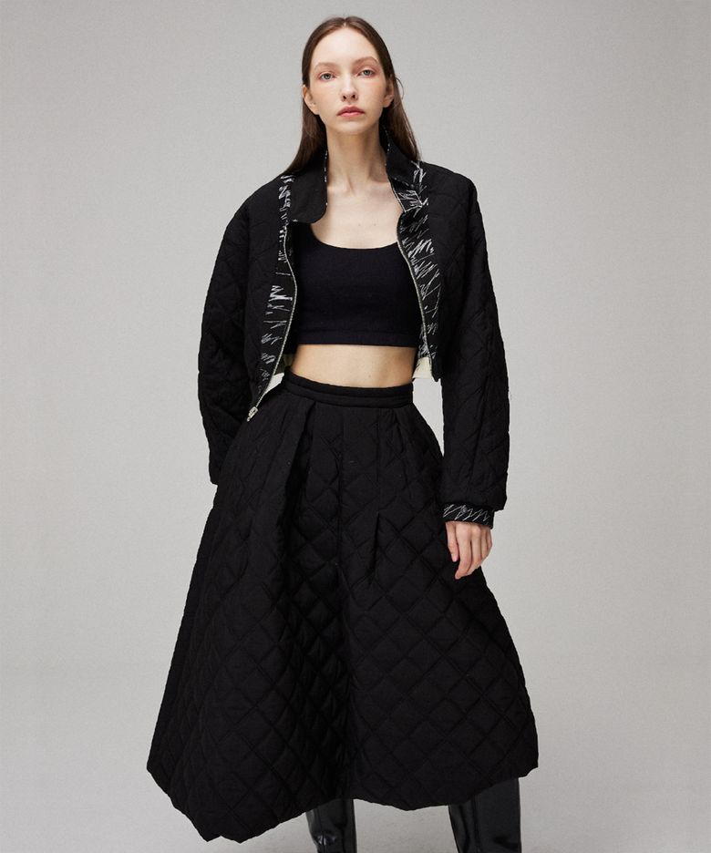 Unbalance quilting balloon skirt