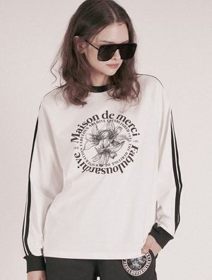 UNISEX 르리스 라글란 라인배색 롱 슬리브 화이트블랙(FCD3TS801M)