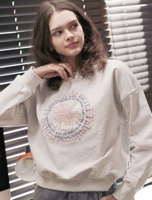 우먼즈 크롭 서클 로고 엠보 르 리스 헤비테리 맨투맨 애쉬그레이핑크(FCD3TS701W)