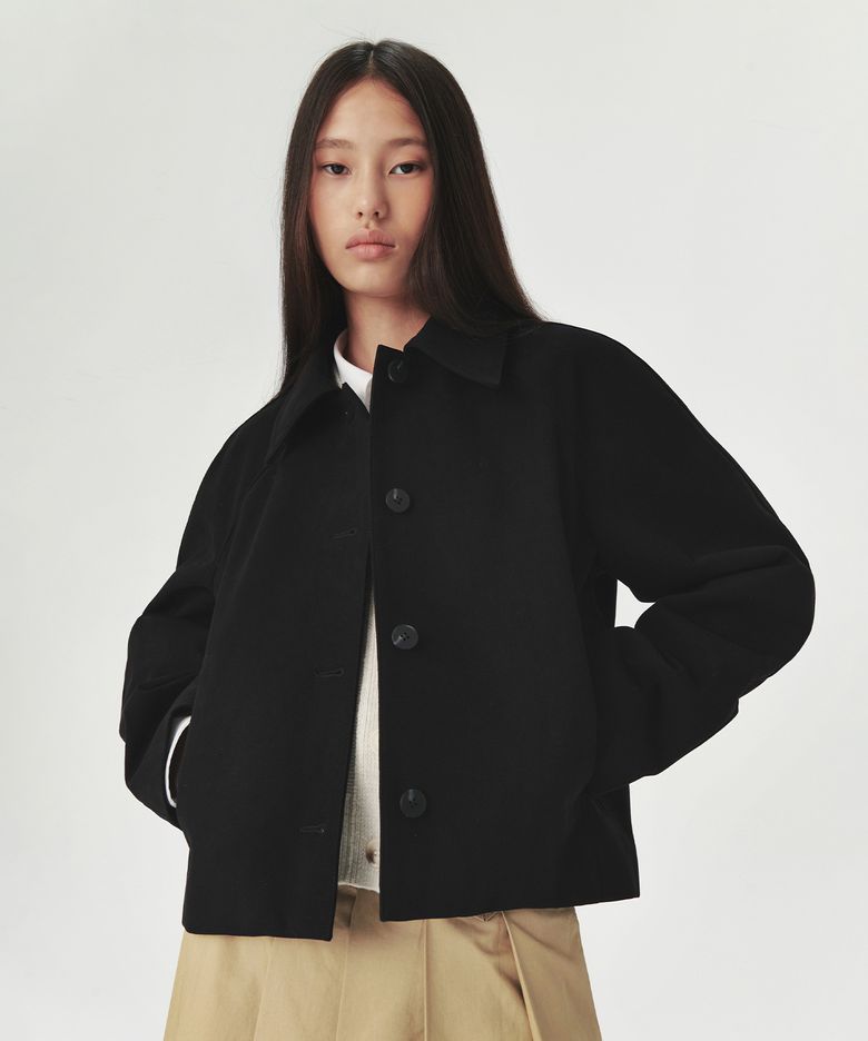Suede Button-Up Crop Jacket - Black