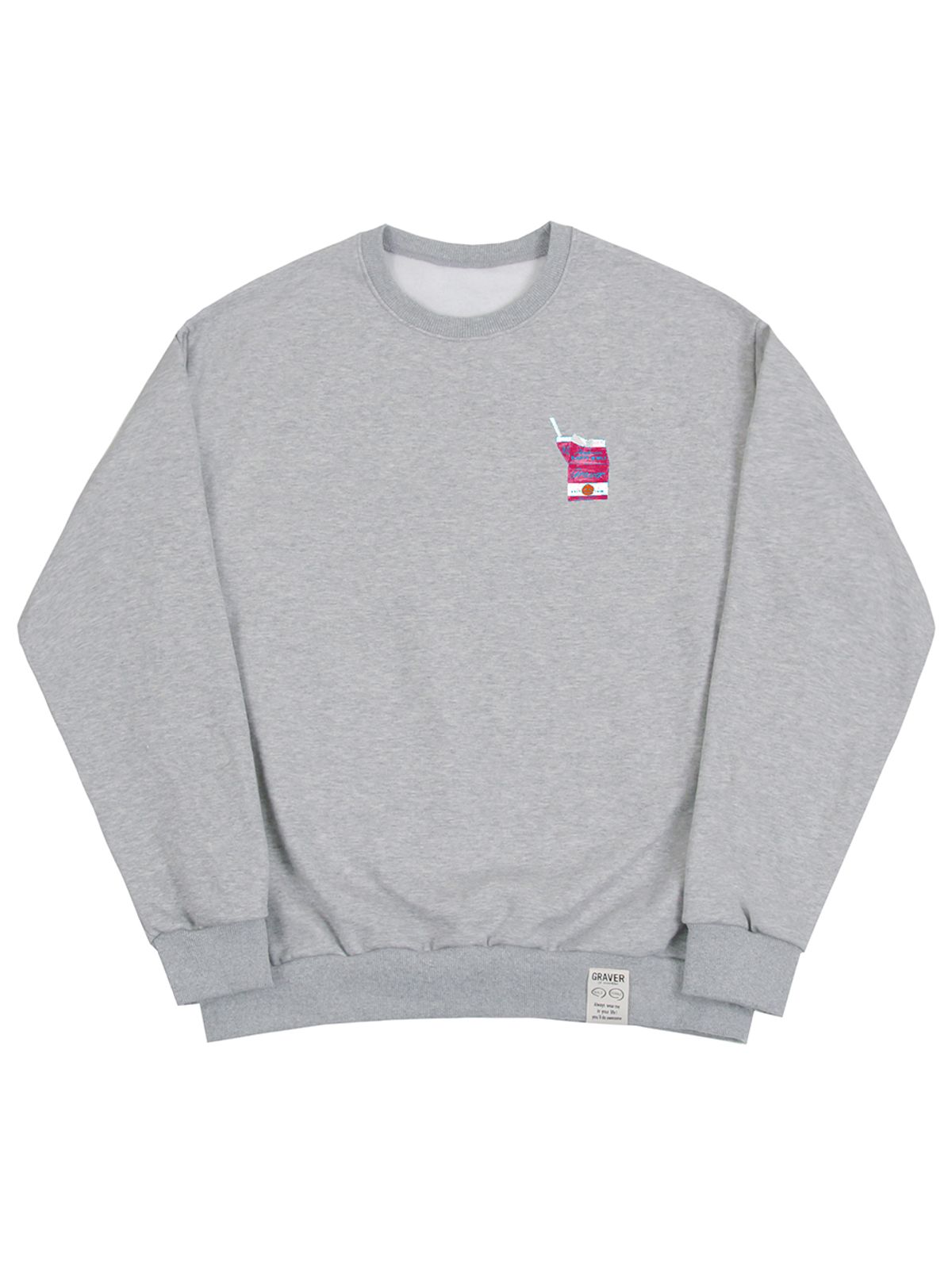 그레이버(GRAVER) [UNISEX]도트 스마일 밀크팩 맨투맨_그레이