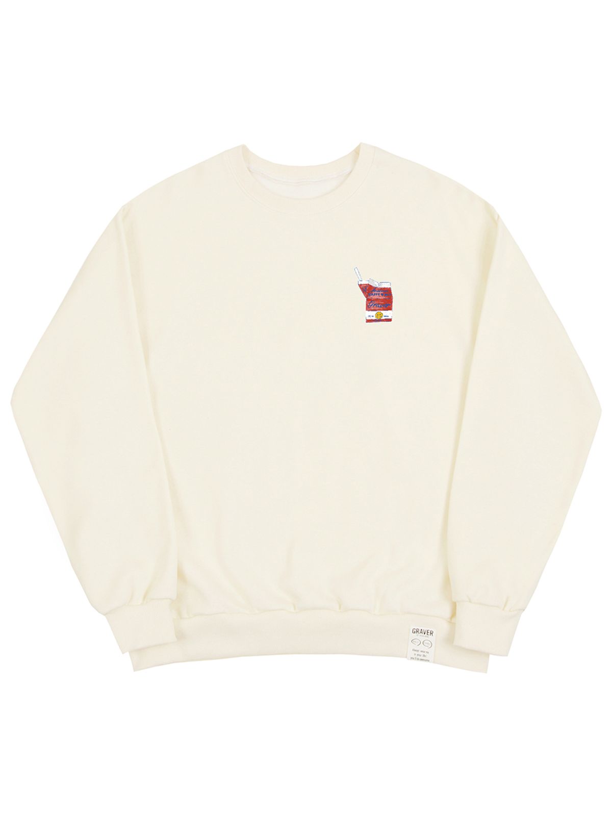 그레이버(GRAVER) [UNISEX]도트 스마일 밀크팩 맨투맨_크림