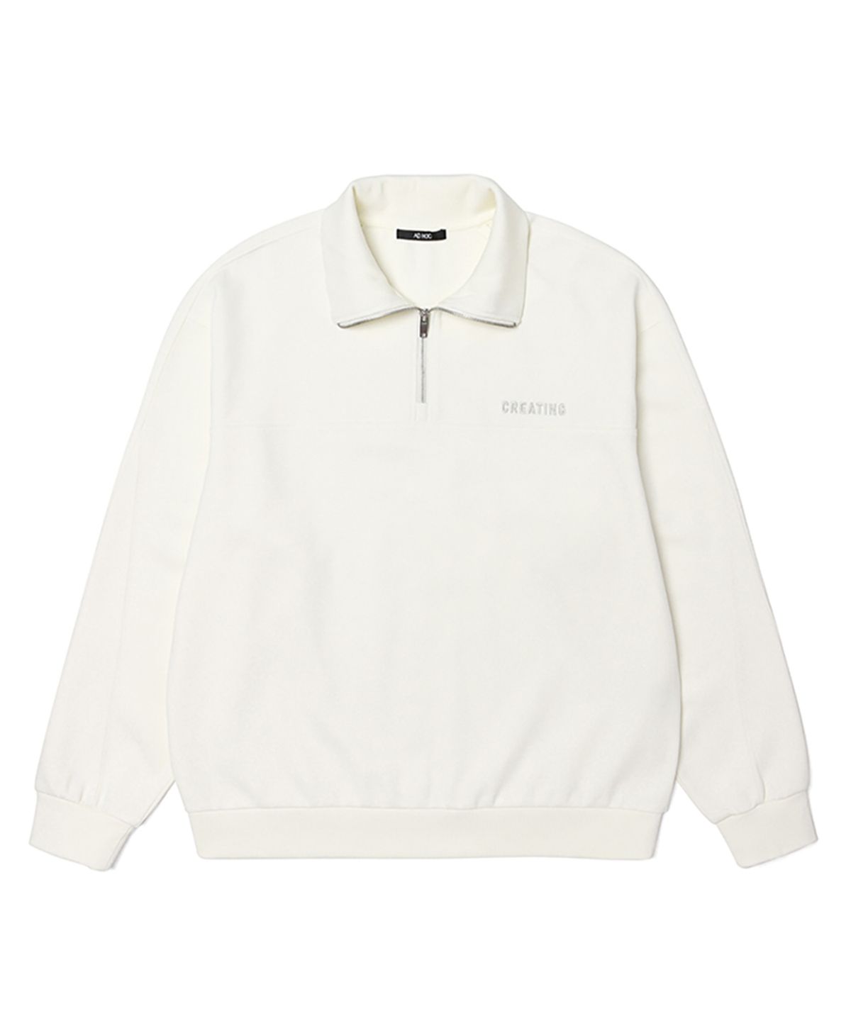 애드호크(ADHOC) 남여공용 절개 디테일 반집업 티셔츠 (O-WHITE) (HZ9LT81-33)