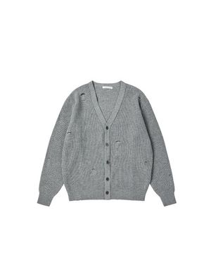 데미지드 가디건 (그레이 멜란지)