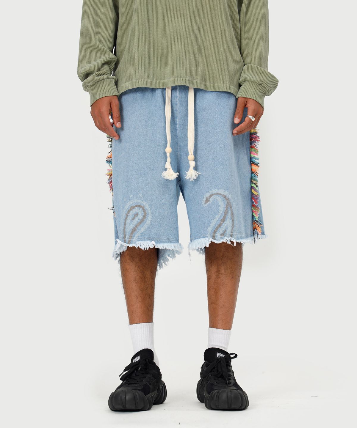 에씰미(ESEELMI) HP PAISLEY 1/2 PANTS (ver. DENIM LIGHT BLUE)