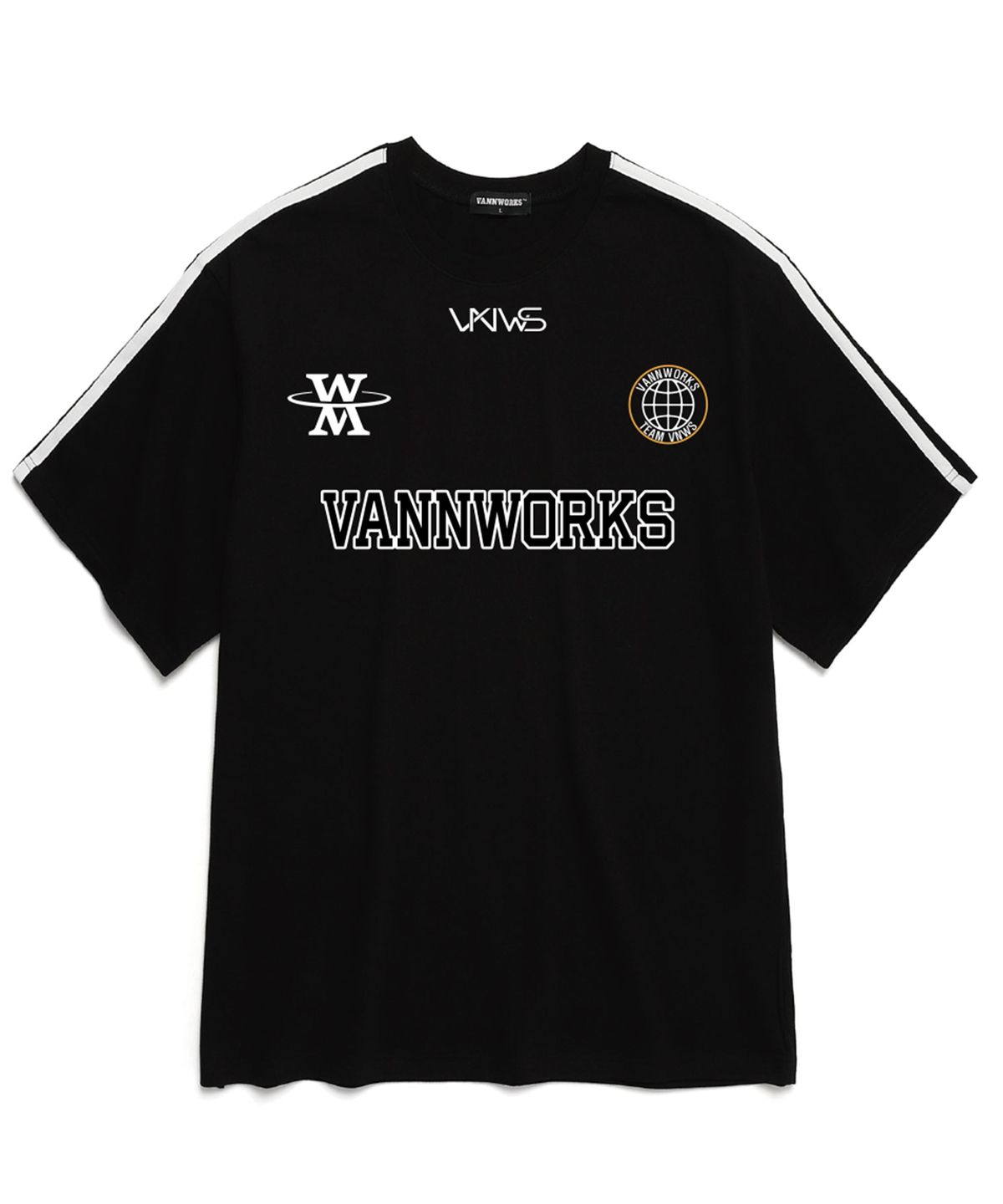 밴웍스(VANNWORKS) 블록코어  엠블럼 라운드넥 반팔 티셔츠 (VS0039) 블랙/화이트