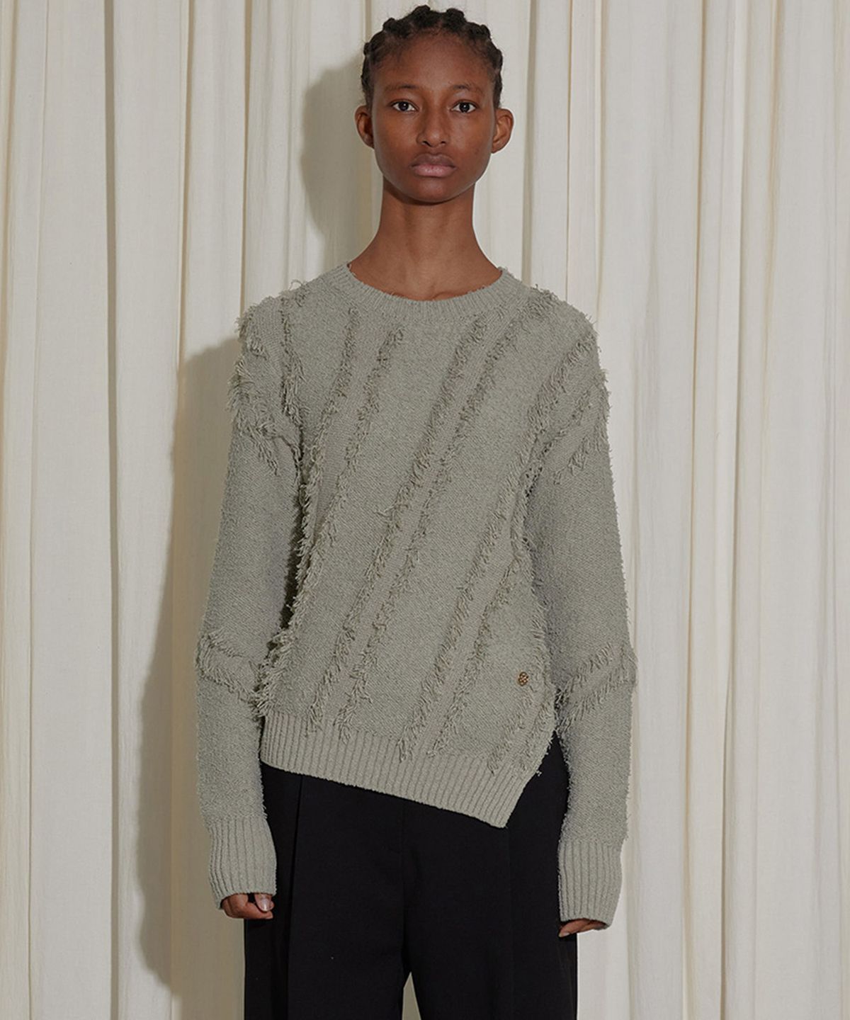 엔오르(EN OR) FRINGE CUT OUT KNIT - MINT