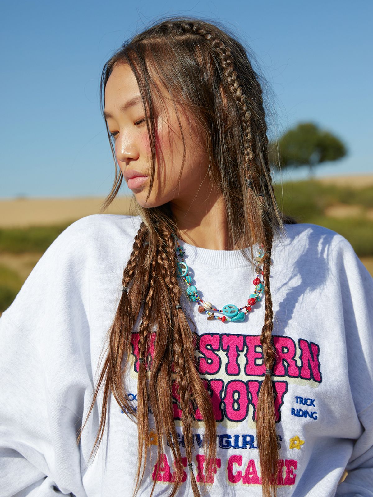 에즈이프 캘리(ASIF CALIE) WESTERN SHOW SWEATSHIRT WHITEMELANGE