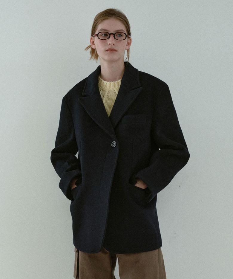 CASHMERE DOUBLE HALF COAT_NAVY